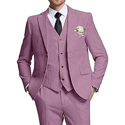 High-End Suits Retro Light Purple Linen Men Suit