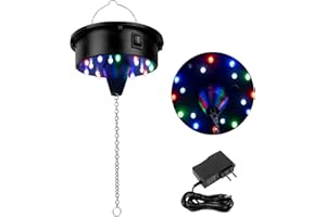 DJBOOMY Rotating Disco Ball Motor with Light: Battery Operated 6 RPM Hanging Mirror Ball Spinner - 18RGBW Led Light Up 4 6 8 12 inch Party Disco Balls Rotator for Parties Home Decor Weddings KTV