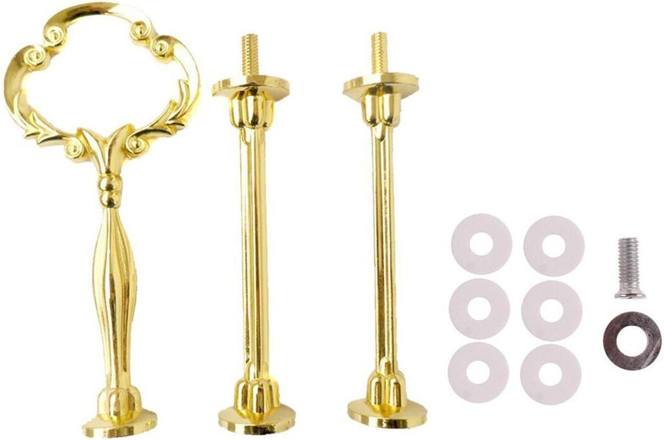 Vintage Sunflower Metal 3 Tier Cake Fruit Food Plate Stand Holder Handle Fittings for Wedding Party (Gold)