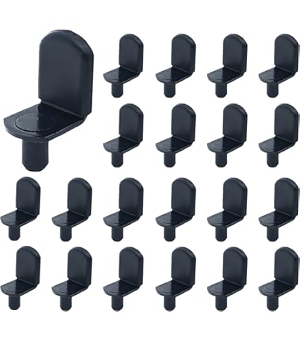 100Pcs Black Shelf Support Pegs - 5mm L-Shaped Metal Shelf Pins With Rubber Sleeves