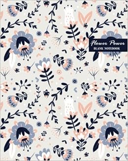 Flower Power Blank Notebook: Large 8 x 10 inches 120 pages Cream Paper Blank Dot Grid Notebook / Planner / Bullet Journal / Sketchbook / Doodling Pad / Lettering / Calligraphy Note, by Tiffin Press
