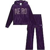 AEROPOSTALE Girls Sweatsuit Set - 2 Piece Zip Up Hoodie Sweatshirt and Flare Cargo Pants Outfit - Girls Activewear Set (4-12)