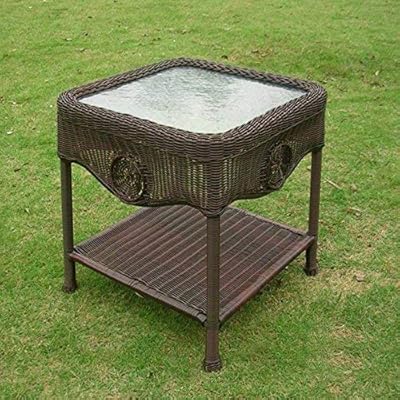 International Caravan 3196 Ap Ic Furniture Piece Wicker Glass Top Side Table Amazon Ae