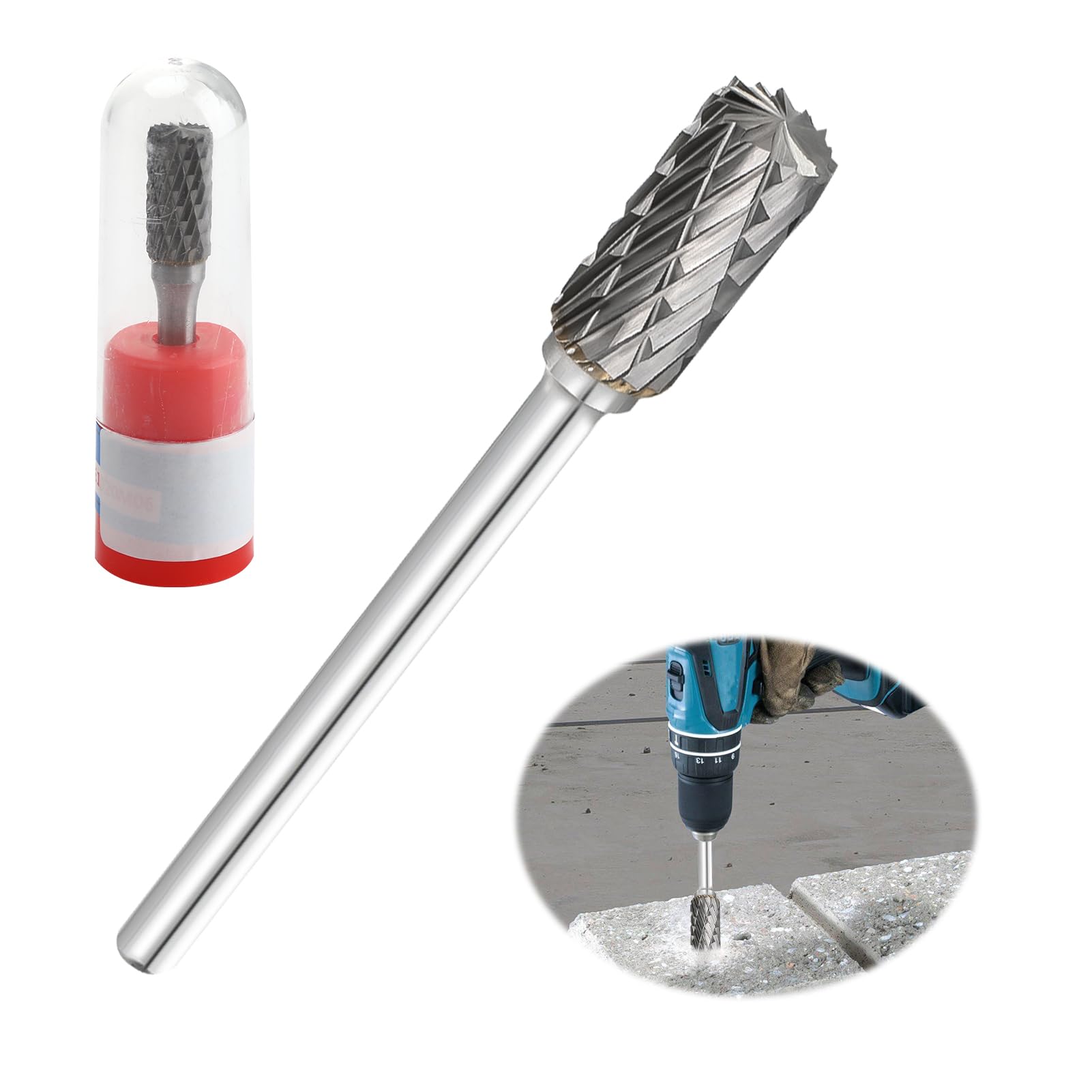 1/4" Shank Tungsten Carbide Die Grinder Bits, Double-Cut Rotary Burr Drill Bit for Metal Wood Plastic Steel and Engraving, 10mm Diameter High-Speed Rotary File Tool for Polishing and Carving