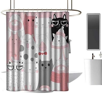 Amazon Com Coolteey Shower Curtains Liner With Suction Cups Cat