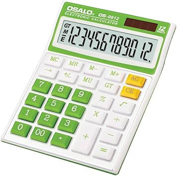 Amazon 電卓 12桁 おしゃれ 卓上 ビジネス電卓 カラフル ソーラー 電池 2電源 Os 9812vc グリーン ビジネス電卓 文房具 オフィス用品
