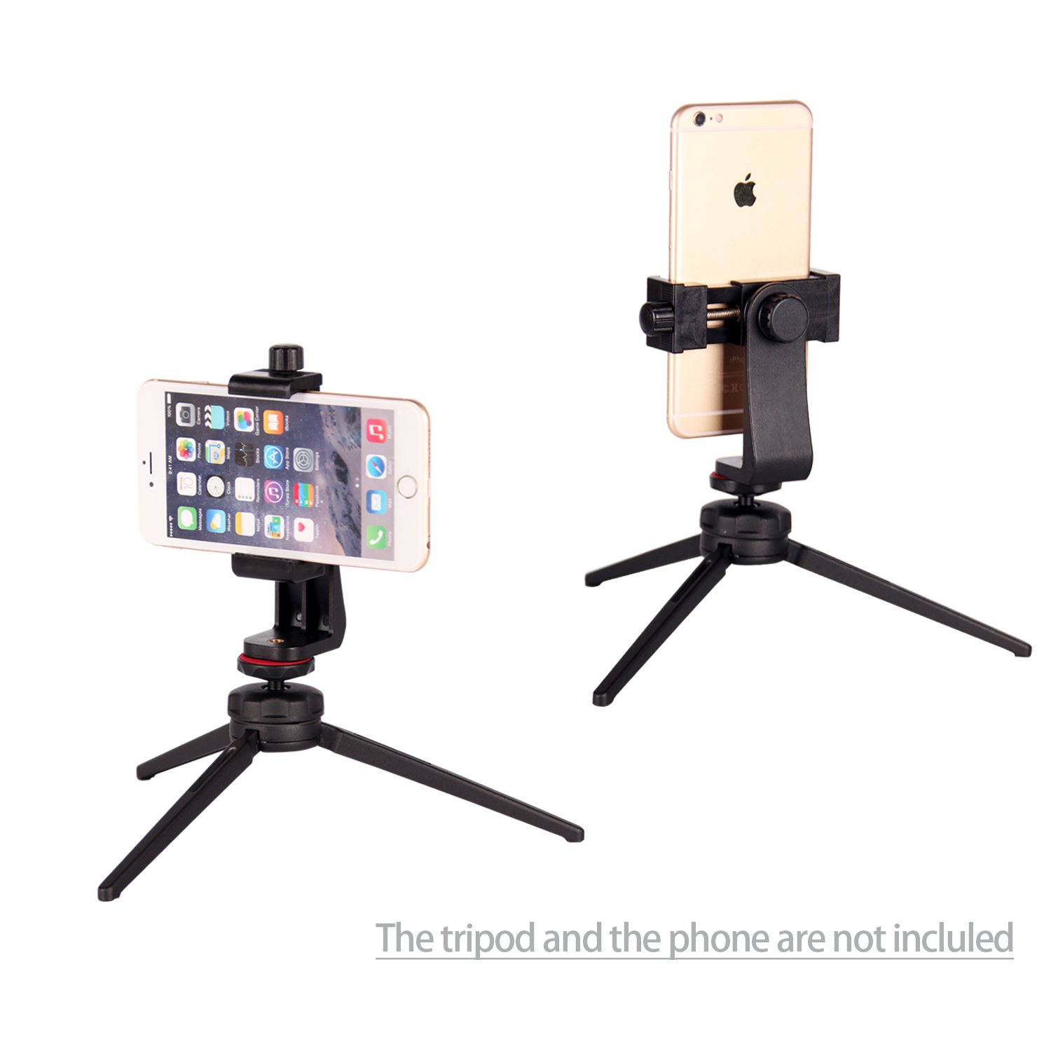 POLAM-FOTO Universal Cell Phone Tripod Adapter Adjustable Phone Holder Mount, Tripod Mount, Fits iPhone Samsung and All Phones, Rotates Vertical and Horizontal, Compatible with all tripods