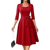 HomRain Women's Cocktail Formal Dresses Elegant Wedding Guest A-Line Graduation Tea Party Modest Church Dress