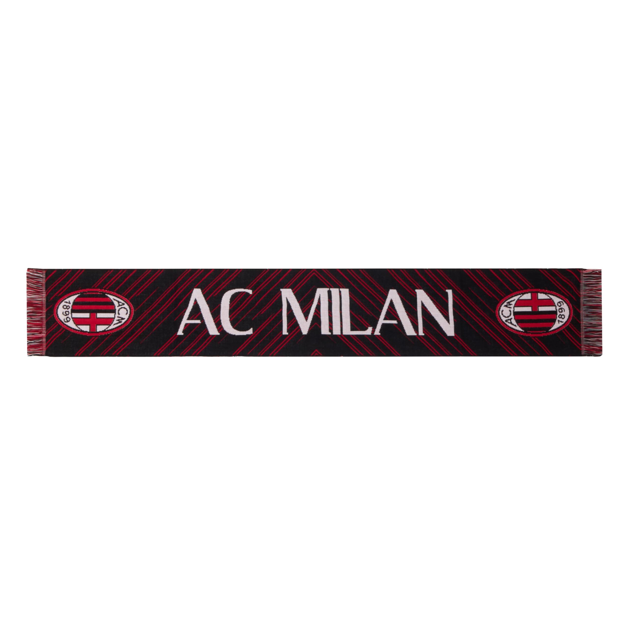 AC Milan Official Graphic Scarf 2300250, Jacquard Knitted, Acrylic, Red, Black, One Size