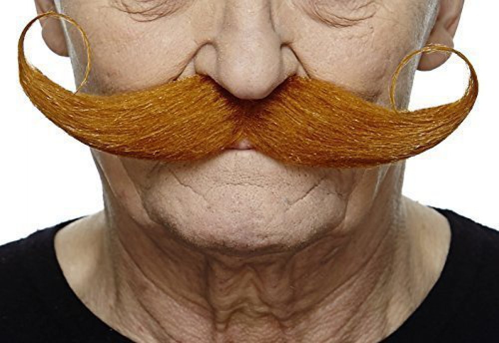 Mustaches Fake Mustache, Self Adhesive, Novelty, Capt' Hook False Facial Hair, Ginger Color