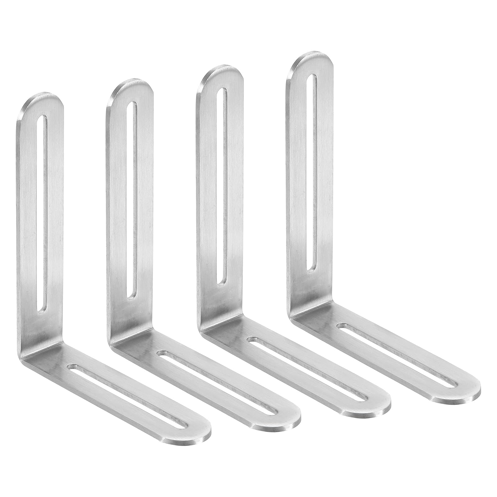 PATIKIL Stainless Steel Corner Braces 6.5 x 7.87 Inch,4 Pieces L Bracket Joint Right Angle Support Bracket L Shaped Corner Fasteners for Shelves, Silver