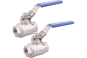 DERNORD 2 Pack Stainless Steel 304 Ball Valve, Full Port Heavy Duty for WOG with Locking Device (1/2" NPT)