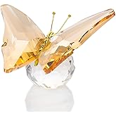 Movdyka Crystal Butterfly Decor Figurines for Mom Women, Yellow Glass Butterfly Craft Desk Office Dcorations Table Centerpieces, Animal Ornaments Paperweight