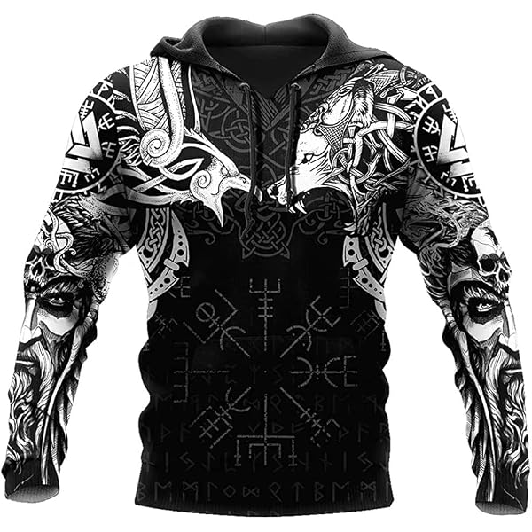 Viking Berserker 3D Printed Hoodie - Nordic Vegvisir Zip-Up Jacket, Oversized Streetwear - View #10