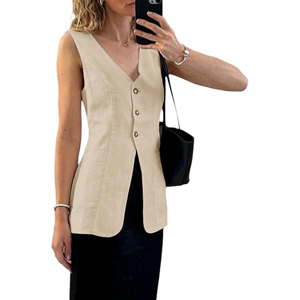 Womens Long Vest Women's Long Linen Vest Summer Casual