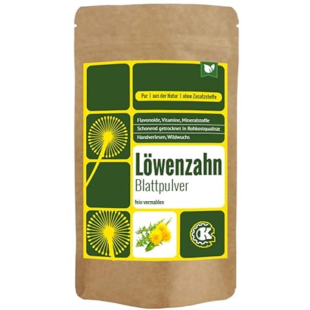 Löwenzahn Pulver (Blattpulver) gemahlen, Wildwuchs - 500g