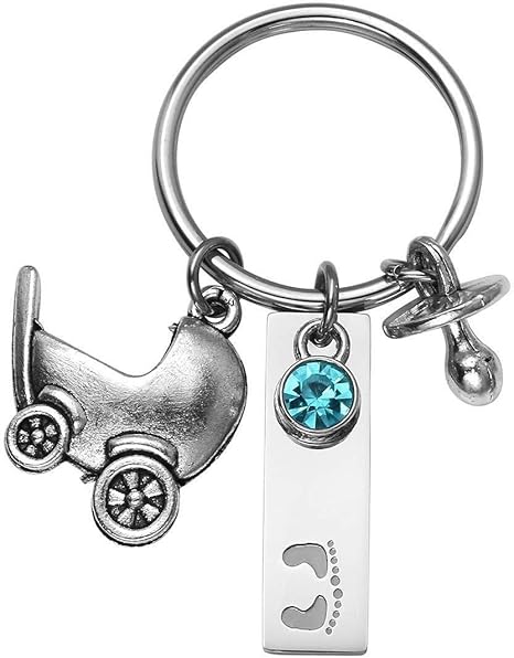 Amazon Co Jp ペンダントブレスレット 素敵なキーチェーンホルダー キーチェーンブルーダイヤモンドベビーカーフットプリント魅力の女性 色の 名前 赤 ベビーカー ボトル 仏 Color Blue Pram Nipple ホーム キッチン