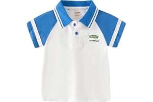Baby Girls Boys Color Block Polo Shirts Uniform Casual Raglan Short Sleeve Cartoon Embroidery Cute Toddler Boy Polo