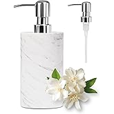 Amaauto Marble Soap Dispenser with Stainless Steel Pump, White Hand Liquid Soap Dispenser, 6 Ounces for Bathroom