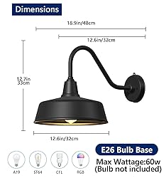 Ytzlvw 12.6 Inch Barn Lights Outdoor Dusk to Dawn