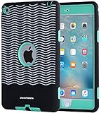 BENTOBEN iPad Mini 4 Case iPad Mini 4 Retina Case Three Layers Heavy Duty Rugged Bumper High Impact Resistant Hybrid Anti Slip Shockproof Protective Case Cover for iPad Mini 4 Retina Black/Mint Green