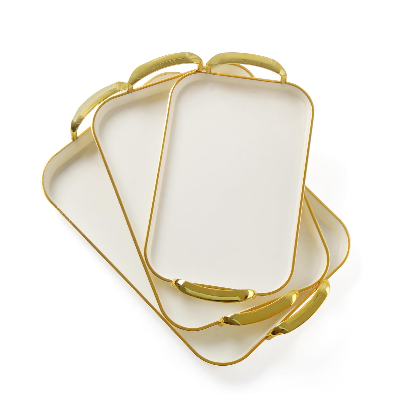 Photo 1 of *USED*
JEESA 3-Pack Serving Tray with Handles, Platters for Serving Food Turkey Cookie Appetizer Snack, Reusable Plastic, Stackable, for Holiday, Party, White