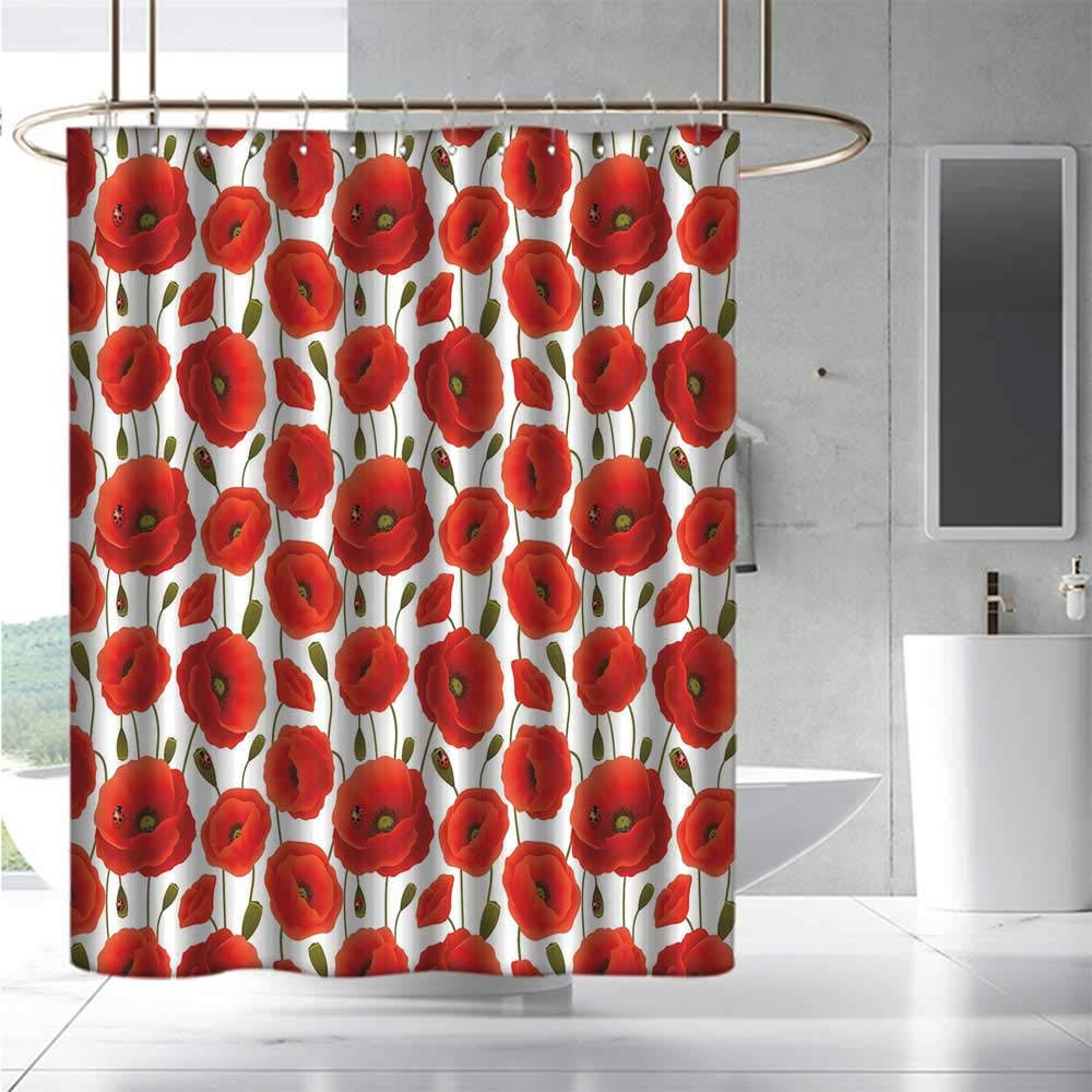 Amazon Com Coolteey Shower Curtains White Gold Poppy Spring