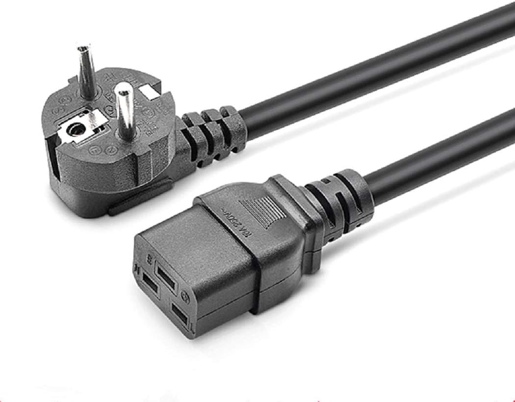 European Schuko to C19 AC Power Cord,Toptekits 6ft/1.8m EU 3Pin Male Plug CEE 7/7R to IEC320 C19 Female Socket Power Cable,European 3Pole Male schuko to C19 16A Power Cord, C19 to schuko Power Cord