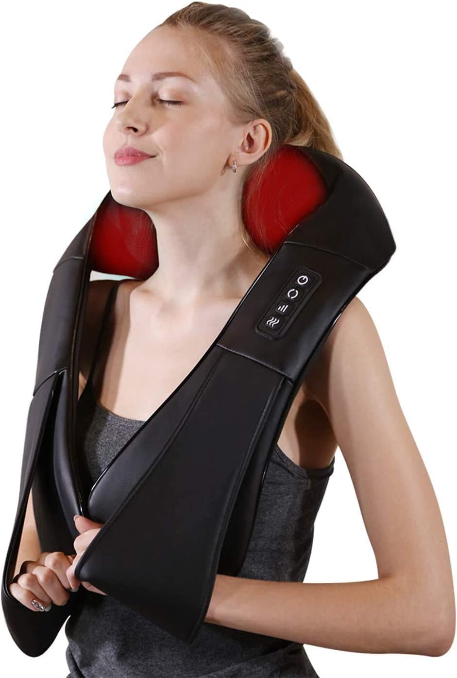Electric Neck & Back Shiatsu Massager with Heat Deep 4D Kneading Massage, Relieve Muscle Tightness for Neck, Back, Waist, Thigh, Feet, Calf, Arm, Shoulder and Use at Bedroom, Office, Cars: Health & Personal Care