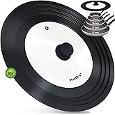 Walfos Universal Pan Lid - Pot Lid for Pots, Pans and Skillets, with Unique Enlarged Heat Resistant Silicone Rim and Tempered Glass, Fits 8" to 12" Diameter Cookware, BPA Free (1 Piece)