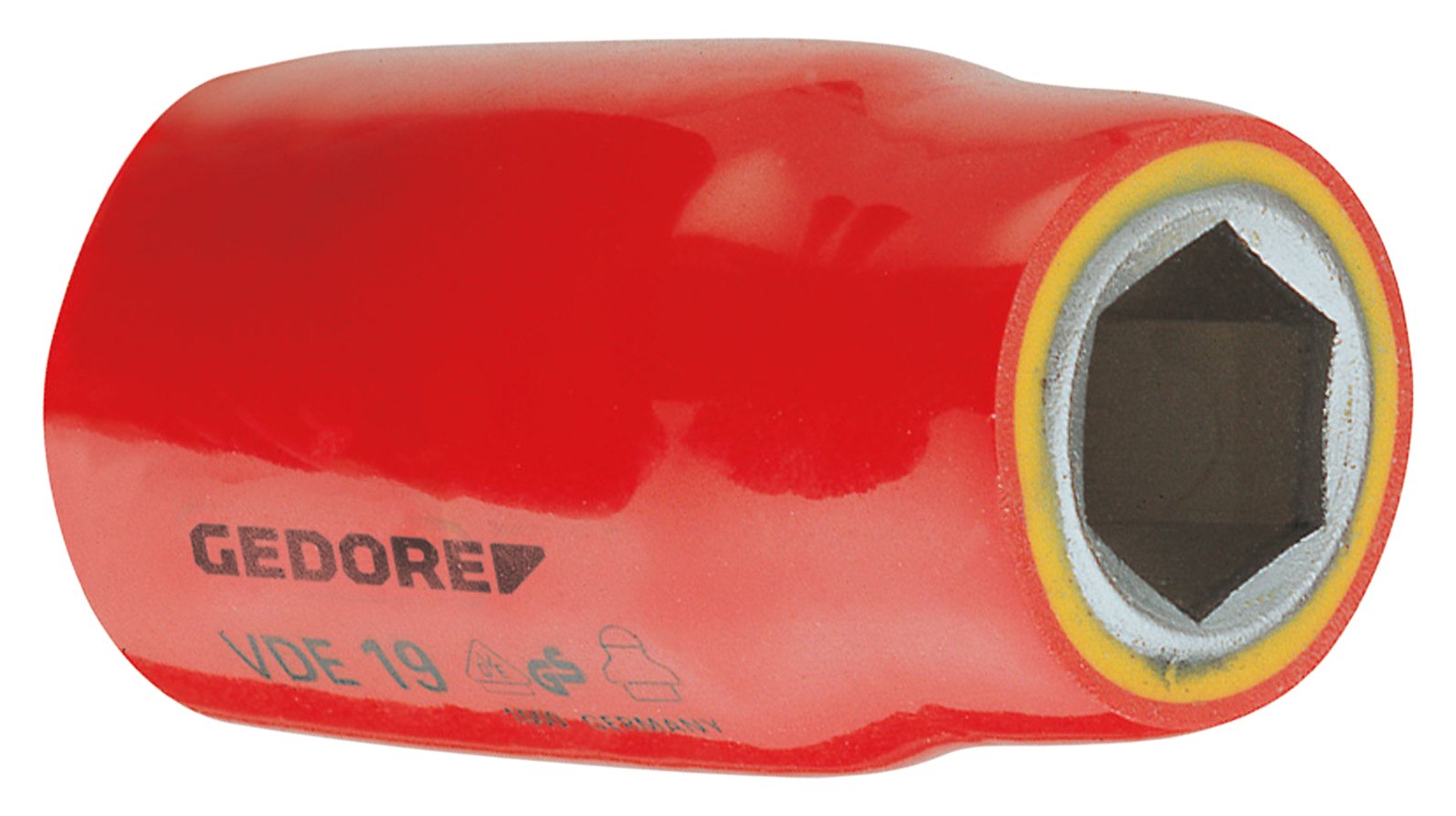 Gedore VDE1924 1/2-Inch 24 x 57.5 mm VDE 6 Hex Socket - Silver