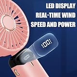 Jsdoin Hand Held Fan 5 Speeds USB Rechargeable Pink Portable 5000mAh view 4