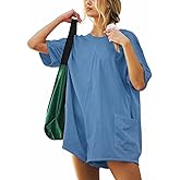 JKLESA 2025 Women's Summer Oversized T-Shirt Romper,Casual Backless Reversible Shorts Jumpsuit with Loose Fit