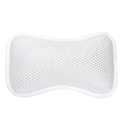 Bath Pillow, 3D Bone Shape Spa Pillow for Head and Neck Support with Suction Cups, Anti Bacterial Premium Bath Cushion Non Slip Home Spa Pillow for Bathtub, Hot Tub(White)