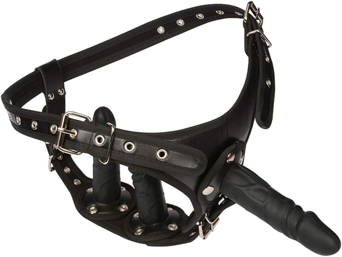 Waist Strápon for Couples with 3 Head (Black)