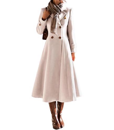 CURLBIUTY Women Trench Coat Lapel Winter Long Swing Overcoat Jacket Black S : Clothing, Shoes & Jewelry