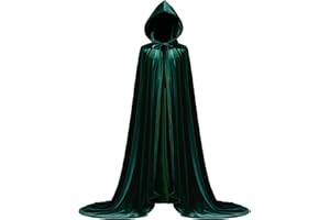 AHLPO Velvet Hooded Cloak Unisex Cape with Hood Halloween Party Cosplay Costume Witch Robe Cloak Vampire Cape for Men Women