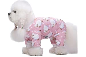 MIAODODO Pink Puppy Christmas Dog Clothes Pajamas for Small Medium Dogs Girl Boy,Funny Pet Cat Dog Shirts Costume Sweaters Pjs Onesie Shirt,Doggie Onesies Cat Pet Outfit Frenchie Clothes