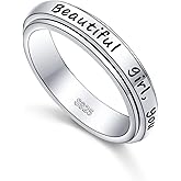 S925 Sterling Silver Spinner Fidget Rings for Anxiety Worry Relieving Boredom ADHD Autism Band for Women Teens
