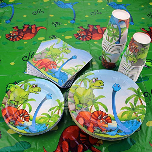 102 Piece Dinosaur Party Supplies Set Including Plates, Cups, Napkins