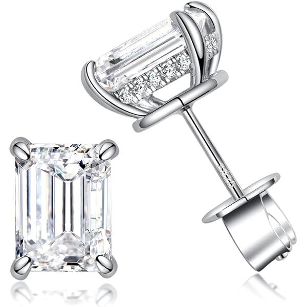 14K Gold 4MM Princess Cut Moissanite Stud Earrings – Timeless Elegance