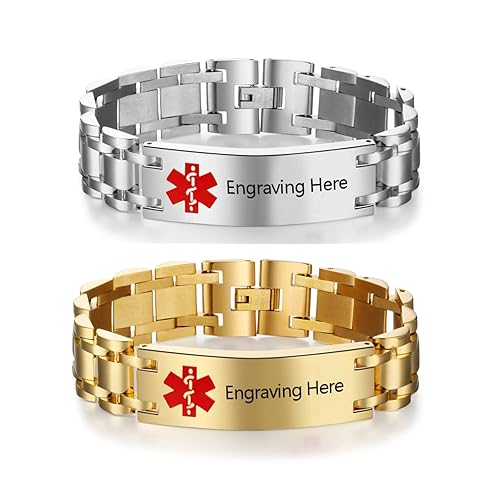 Nameinhea Custom Medical Alert Bracelets for Women Men Free