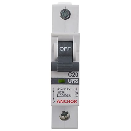 Anchor 98004 1 Pole Uno Series Mcb, 20 Amp, White