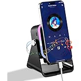 Wireless Induction Speaker for Him 5-in-1 Bluetooth Speaker with Phone Holder, Surround Sound,3500mAh, 8 RGB Ambient Lights, 360° Adjustable Stand, Holder for iPhone/Android/iPad Gifts for Men Women