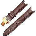GANYUU Genuine Leather Watchband for GC 22 * 13mm 20 * 11mm Notched Strap Withstainless Steel Butterfly Buckle Men and Women Watch Belt (Color : Brown Rose, Size : 22-13mm)