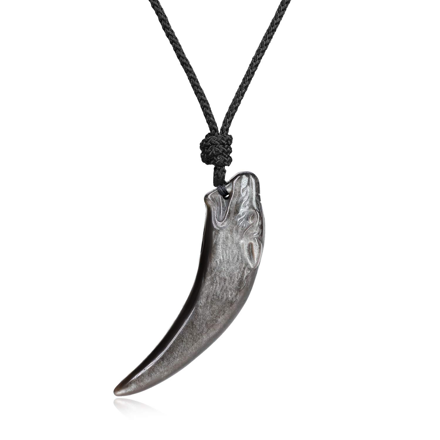 COAI Viking Jewelry Healing Crystal Silver Sheen Obsidian Stone Necklace