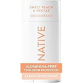 Native Aluminum Free Deodorant, Sweet Peach & Nectar, 72 Hour Odor Control, for Women & Men, Contains Naturally Derived Ingredients, 2.65 oz