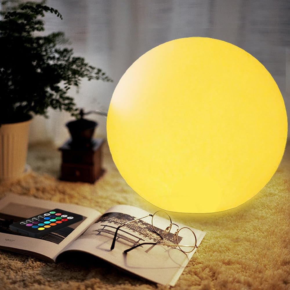 Photo 1 of 10-in Glowing LED Ball Light, Dimmable 16 RGB Color 4 Mode Glowing Orb Lights w/Remote, Rechargeable Light Up Ball Orb Lamp, Waterproof Outdoor Globe Lights Mood Lamp for Home Garden Party Path Decor