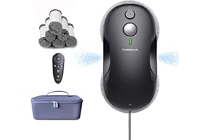 Tosima W3 Window Cleaning Robot - Dual Direction Auto-Spray Smart Window Cleaner with Triple Safety System, Smart Navigation, Remote Control, for All Smooth Surfaces, with 12 Rags, Black
