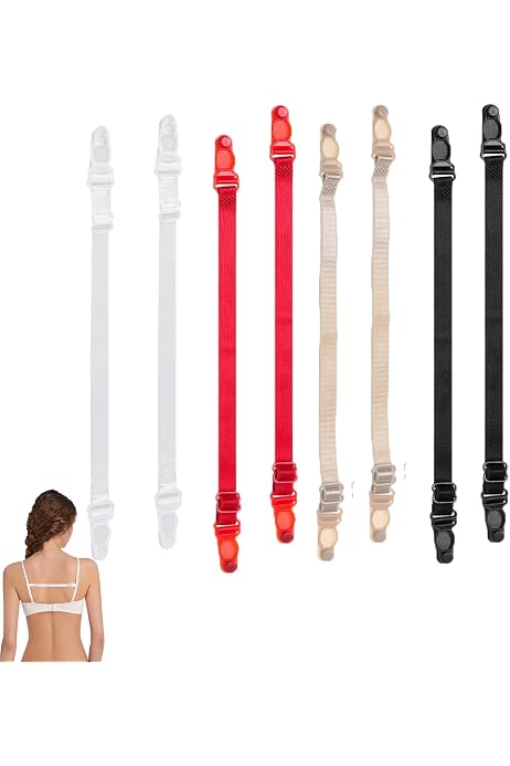 6 Pieces No-Slip Bra Strap Clips – Adjustable Anti-Slip Elastic Bra Strap Holders, Black, Beige, White - View #8